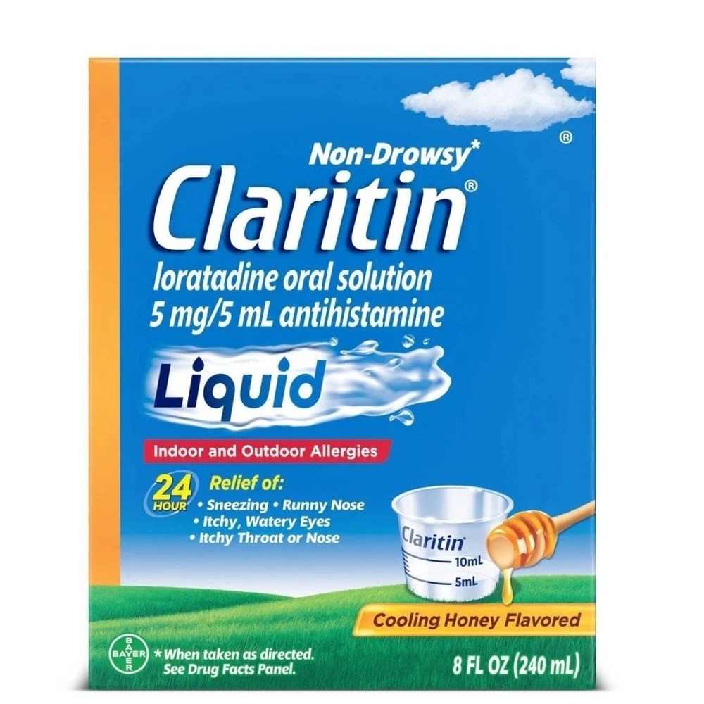 Claritin COOLING HONEY Flavored Liquid 24hr Non-Drowsy Allergy Medicine, 8 FL OZ